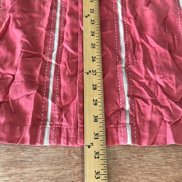 Caribbean Shirt Men 2X Coral Pink Striped Silk Cotton Button Up Short Sleeve - Picture 6 of 11